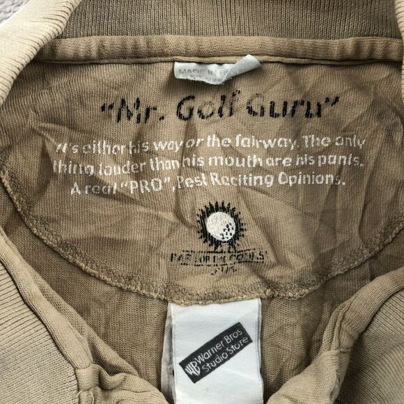 Vintage Warner Bros Men Mr. Golf Guru Polo Shirt Medium Short Sleeve Tan Classic - Picture 4 of 11